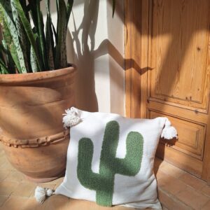 Housses de coussin Pompons Marocains en Coton Cactus