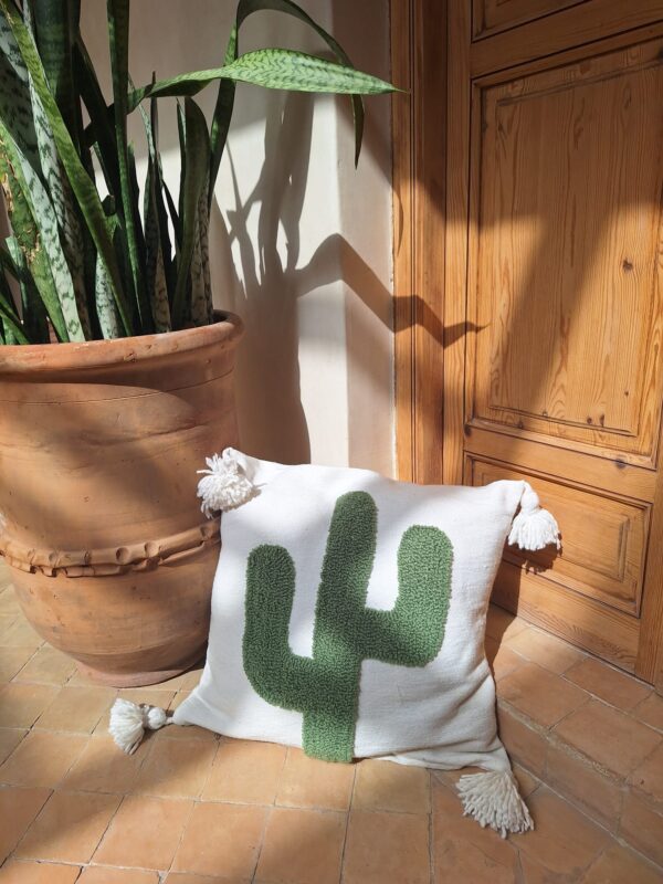 Housses de coussin Pompons Marocains en Coton Cactus