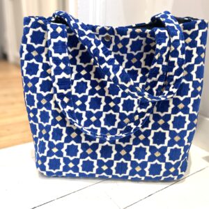 Cabas bleu motif zellige