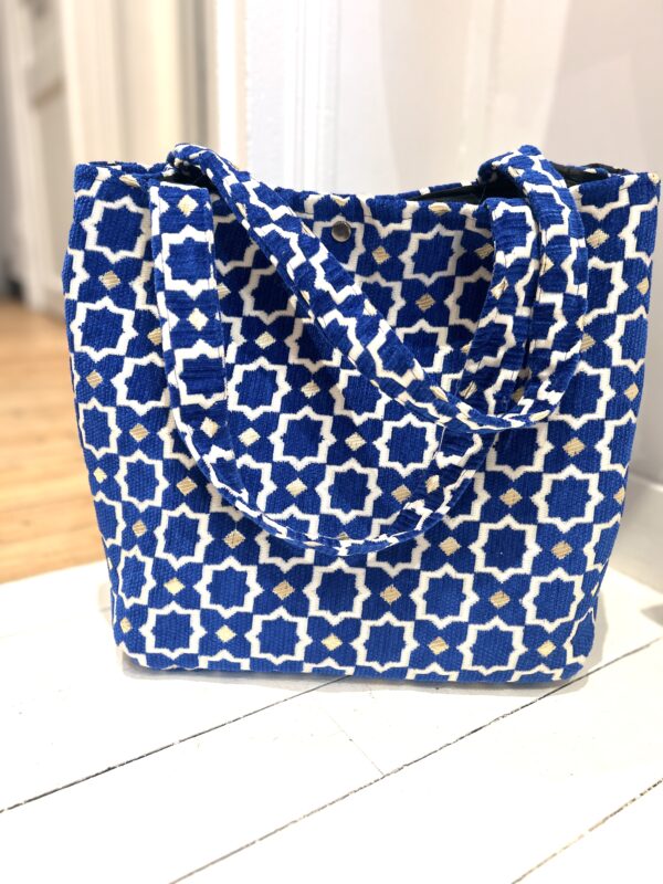 Cabas bleu motif zellige